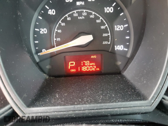 2015 Kia Rio LX with VIN KNADM4A37F6497234, listed as a Copart auction lot 45778255 with 118,002 mi miles and Salvage Title. Bid and sale history available at carsss.com. Image 9.