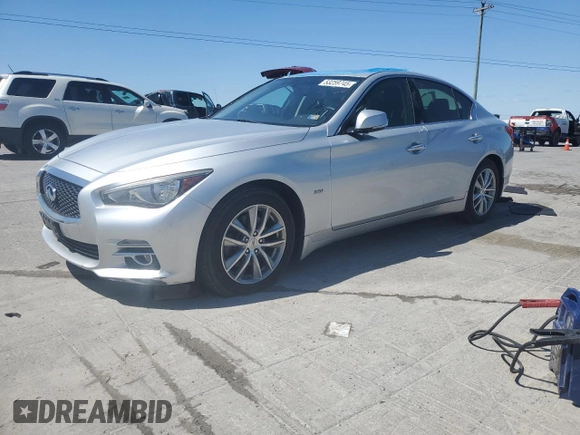 2017 Infiniti Q50 3.0t Premium with VIN JN1EV7AR0HM840588, listed as a Copart auction lot 53259745 with 107,886 mi miles and Salvage Title. Bid and sale history available at carsss.com. Image 1.