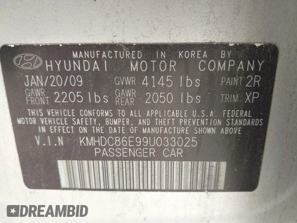 2009 Hyundai Elantra Touring z VIN KMHDC86E99U033025, wystawiony jako IAAI lot #42301392 z przebiegiem 154 455 mil mil oraz . Historia ofert i sprzedaży dostępna na DreamBid. Obrazek 9.