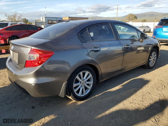 2012 Honda Civic Sdn EX-L with VIN 2HGFB2F98CH580394, listed as a Copart auction lot 47887065 with 193,249 mi miles and Salvage Title. Bid and sale history available at carsss.com. Image 3.