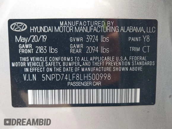 2020 Hyundai Elantra SE z VIN 5NPD74LF8LH500998, wystawiony jako IAAI lot #42266450 z przebiegiem 25 320 mil mil oraz . Historia ofert i sprzedaży dostępna na DreamBid. Obrazek 9.