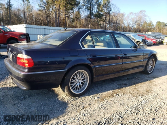 2001 BMW 7 Series 740iL with VIN WBAGH83491DP32753, listed as a Copart auction lot 41505025 with 0 mi miles and Clean Title. Bid and sale history available at carsss.com. Image 3.