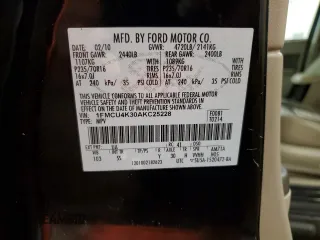 2010 Ford Escape Hybrid with VIN 1FMCU4K30AKC25228, listed as a Copart auction lot 60322835 with 207,629 mi miles and Salvage title. Bid and sale history available at DreamBid. Image 12.
