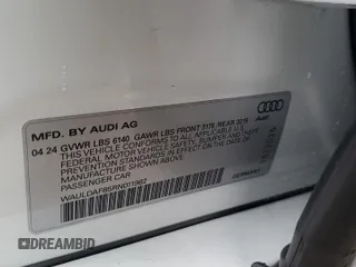 2024 Audi A8 with VIN WAULDAF85RN011982, listed as a Copart auction lot 86863894 with 1,138 mi miles and Salvage Title. Bid and sale history available at carsss.com. Image 12.