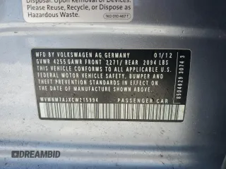 2012 Volkswagen Golf TDI z VIN WVWNM7AJXCW215994, wystawiony jako Copart lot #62693075 z przebiegiem 122 234 mil mil oraz Nie do naprawy • Non repairable. Historia ofert i sprzedaży dostępna na DreamBid. Obrazek 14.
