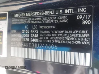 2018 Mercedes-Benz C 300 with VIN 55SWF4KB3JU246606, listed as a IAAI auction lot 41844444 with 39,687 mi miles and . Bid and sale history available at carsss.com. Image 9.