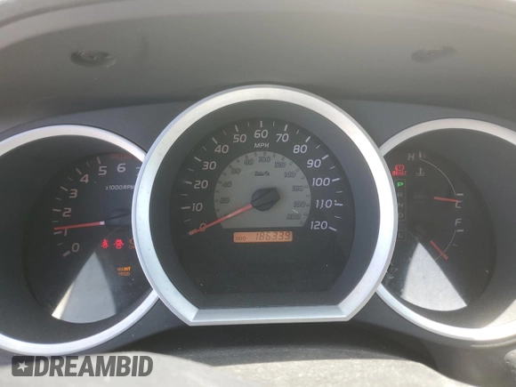 2007 Toyota Tacoma PreRunner with VIN 3TMJU62N77M028907, listed as a Copart auction lot 59622695 with 186,339 mi miles and Salvage title. Bid and sale history available at DreamBid. Image 9.