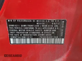 2013 Volkswagen Jetta SE z VIN 3VWDP7AJ1DM216131, wystawiony jako Copart lot #57612145 z przebiegiem 124 220 mil mil oraz Szkoda całkowita • Salvage title. Historia ofert i sprzedaży dostępna na DreamBid. Obrazek 13.