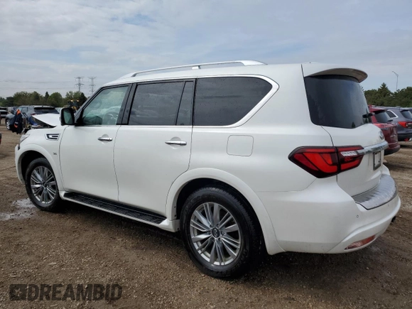 2019 Infiniti QX80 Luxe z VIN JN8AZ2NEXK9235292, wystawiony jako Copart lot #55611985 z przebiegiem 61 988 mil mil oraz Szkoda całkowita • Salvage title. Historia ofert i sprzedaży dostępna na DreamBid. Obrazek 2.