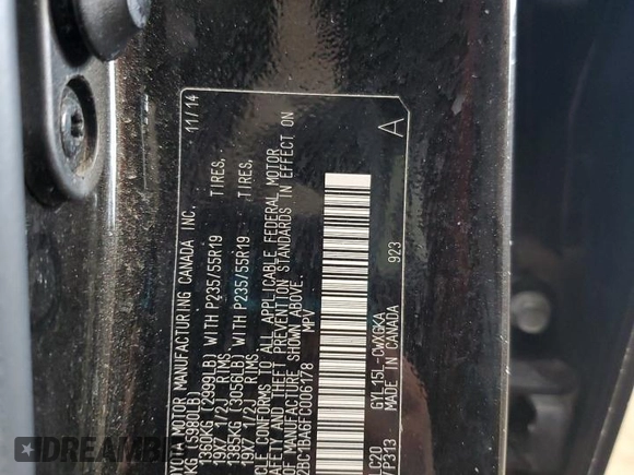 2015 Lexus RX 450h with VIN 2T2BC1BA6FC006178, listed as a Copart auction lot 53119185 with 167,349 mi miles and Salvage Title. Bid and sale history available at DreamBid. Image 13.