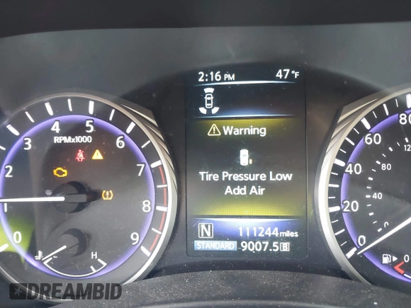 2017 Infiniti Q50 Premium with VIN JN1EV7AR4HM837046, listed as a IAAI auction lot 42213562 with 111,244 mi miles and . Bid and sale history available at DreamBid. Image 15.