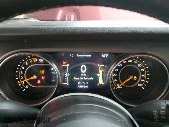 2021 Jeep Wrangler Sport S with VIN 1C4HJXAG9MW774173, listed as a Copart auction lot 47848865 with 43,602 mi miles and Salvage Title. Bid and sale history available at DreamBid. Image 9.