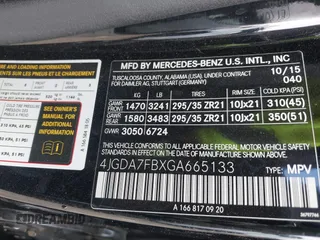 2016 Mercedes-Benz GLE 63 S AMG with VIN 4JGDA7FBXGA665133, listed as a IAAI auction lot 41634945 with 105,800 mi miles and . Bid and sale history available at DreamBid. Image 9.