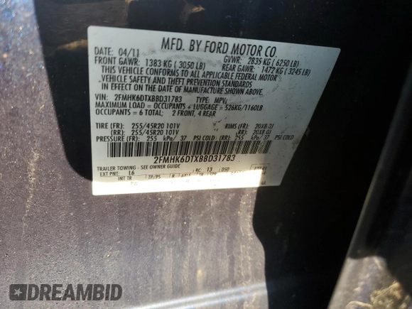 2011 Ford Flex Limited w/Ecoboost with VIN 2FMHK6DTXBBD31783, listed as a Copart auction lot 49144265 with 155,283 mi miles and Salvage Title. Bid and sale history available at carsss.com. Image 15.