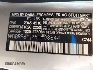 2005 Mercedes-Benz C 240 with VIN WDBRF81J25F608844, listed as a IAAI auction lot 41747537 with 143,004 mi miles and . Bid and sale history available at DreamBid. Image 9.