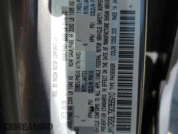 2009 Mazda 5 Touring z VIN JM1CR29L790356910, wystawiony jako Copart lot #54738985 z przebiegiem 141 514 mil mil oraz Szkoda całkowita • Salvage title. Historia ofert i sprzedaży dostępna na DreamBid. Obrazek 13.