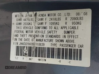 2009 Acura TSX z VIN JH4CU26609C018839, wystawiony jako IAAI lot #41927660 z przebiegiem 187 026 mil mil oraz . Historia ofert i sprzedaży dostępna na DreamBid. Obrazek 9.