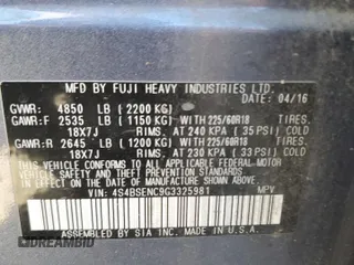 2016 Subaru Outback Limited with VIN 4S4BSENC9G3325981, listed as a Copart auction lot 53129535 with 169,664 mi miles and Salvage title. Bid and sale history available at DreamBid. Image 14.