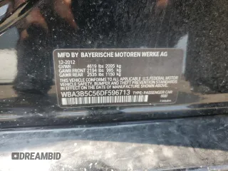 2013 BMW 3 Series 328i xDrive with VIN WBA3B5C56DF596713, listed as a Copart auction lot 60569135 with Not provided miles and Salvage title. Bid and sale history available at DreamBid. Image 13.
