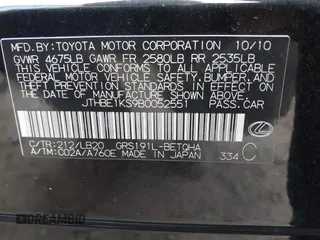 2011 Lexus GS 350 with VIN JTHBE1KS9B0052551, listed as a IAAI auction lot 41356122 with 150,937 mi miles. Bid and sale history available at carsss.com. Image 9.