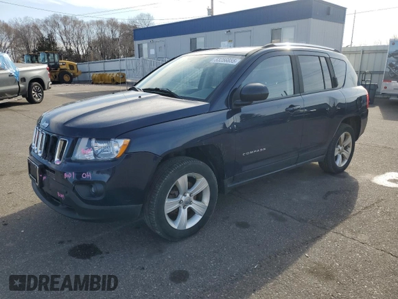 2012 Jeep Compass Sport with VIN 1C4NJDBB0CD623897, listed as a Copart auction lot 53256855 with 118,891 mi miles and Salvage Title. Bid and sale history available at carsss.com. Image 1.