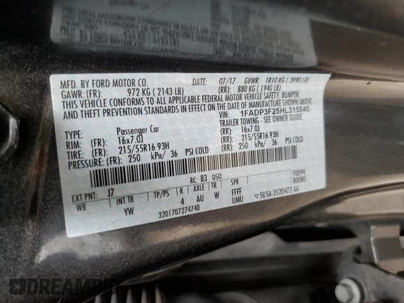 2017 Ford Focus SE with VIN 1FADP3F25HL315545, listed as a Copart auction lot 52359664 with 49,063 mi miles. Bid and sale history available at carsss.com. Image 14.
