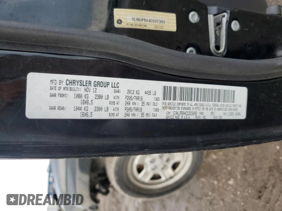 2013 Jeep Patriot Sport with VIN 1C4NJPBA4DD223092, listed as a Copart auction lot 54548105 with 102,488 mi miles and Salvage title. Bid and sale history available at DreamBid. Image 13.