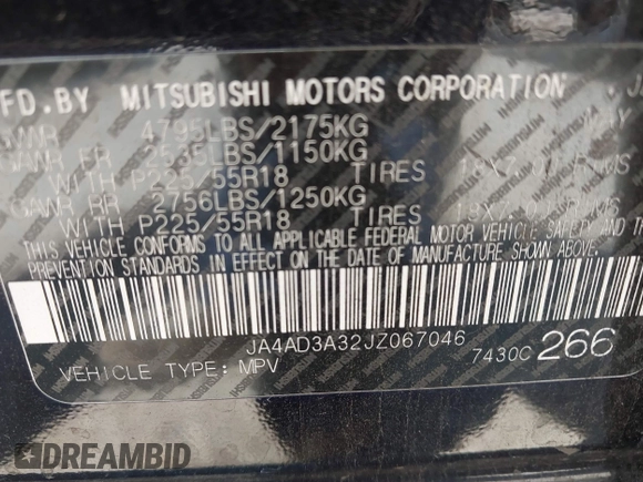 2018 Mitsubishi Outlander SE z VIN JA4AD3A32JZ067046, wystawiony jako IAAI lot #42098647 z przebiegiem 66 028 mil mil oraz . Historia ofert i sprzedaży dostępna na DreamBid. Obrazek 9.