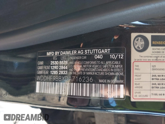 2013 Mercedes-Benz E 550 Sport z VIN WDDHF9BBXDA716236, wystawiony jako IAAI lot #41411124 z przebiegiem 159 401 mil mil oraz . Historia ofert i sprzedaży dostępna na DreamBid. Obrazek 9.