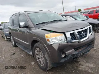 2015 Nissan Armada Platinum z VIN 5N1BA0NF6FN620944, wystawiony jako IAAI lot #42159000 z przebiegiem 114 244 mil mil oraz . Historia ofert i sprzedaży dostępna na DreamBid. Obrazek 1.