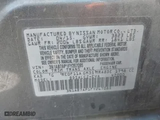 2015 Nissan Sentra SV with VIN 3N1AB7AP1FY267085, listed as a IAAI auction lot 41855654 with 150,720 mi miles. Bid and sale history available at carsss.com. Image 9.