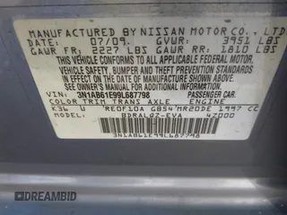 2009 Nissan Sentra FE+ with VIN 3N1AB61E99L687798, listed as a IAAI auction lot 41938571 with 225,514 mi miles and . Bid and sale history available at DreamBid. Image 9.