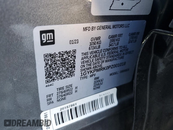 2023 Cadillac LYRIQ RWD Luxury z VIN 1GYKPMRK0PZ001018, wystawiony jako Copart lot #49693935 z przebiegiem 47 881 mil mil oraz Szkoda całkowita • Salvage title. Historia ofert i sprzedaży dostępna na DreamBid. Obrazek 15.