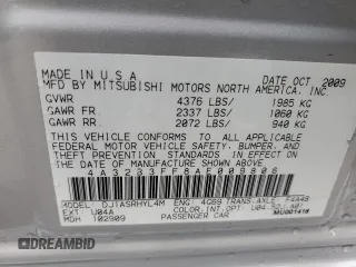2010 Mitsubishi Galant ES with VIN 4A32B3FF8AE009806, listed as a Copart auction lot 84652244 with 166,687 mi miles and Salvage Title. Bid and sale history available at carsss.com. Image 13.