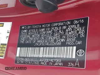 2016 Scion tC with VIN JTKJF5C74GJ026588, listed as a IAAI auction lot 41582253 with 74,023 mi miles. Bid and sale history available at carsss.com. Image 9.