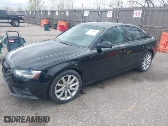 2013 Audi A4 Premium z VIN WAUAFAFL1DN033539, wystawiony jako IAAI lot #41936192 z przebiegiem 128 088 mil mil oraz . Historia ofert i sprzedaży dostępna na DreamBid. Obrazek 2.