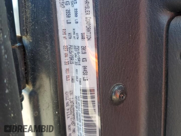2002 Jeep Wrangler Sport with VIN 1J4FA49S02P721457, listed as a Copart auction lot 61726855 with 76,191 mi miles and Salvage title. Bid and sale history available at DreamBid. Image 13.