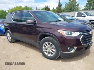 2019 Chevrolet Traverse LT Cloth z VIN 1GNEVGKW7KJ248073, wystawiony jako IAAI lot #42362893 z przebiegiem 56 232 mil mil oraz . Historia ofert i sprzedaży dostępna na DreamBid. Obrazek 1.
