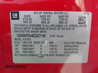 2012 Chevrolet Silverado 1500 Work Truck with VIN 1GCRKPEA4CZ327108, listed as a IAAI auction lot 41655166 with 68,517 mi miles and . Bid and sale history available at DreamBid. Image 9.