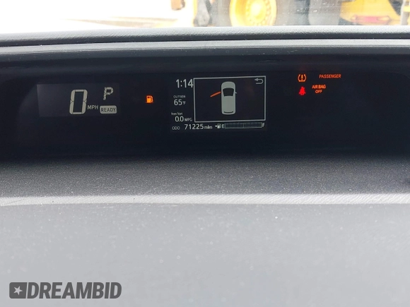 2018 Toyota Prius One with VIN JTDKDTB38J1599974, listed as a IAAI auction lot 41977533 with 71,225 mi miles and . Bid and sale history available at DreamBid. Image 7.