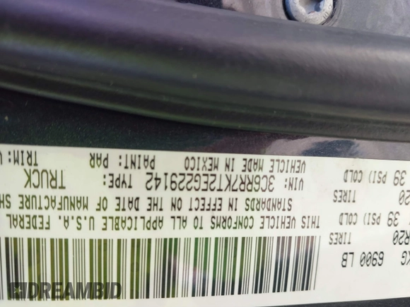 2014 Ram 1500 Express with VIN 3C6RR7KT2EG229142, listed as a IAAI auction lot 41824119 with 167,848 mi miles. Bid and sale history available at carsss.com. Image 9.