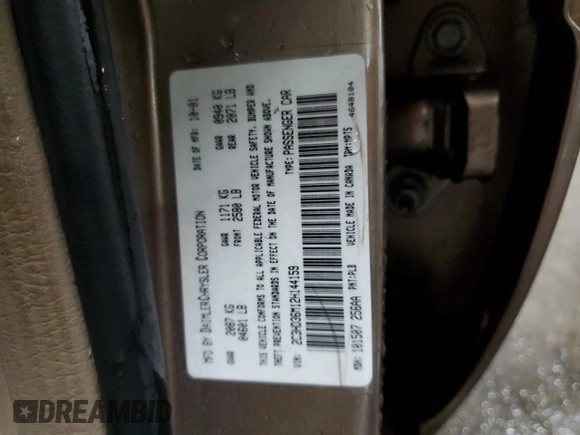 2002 Chrysler Concorde LXi z VIN 2C3HD36M12H144159, wystawiony jako Copart lot #74971064 z przebiegiem 115 421 mil mil oraz Szkoda całkowita • Salvage title. Historia ofert i sprzedaży dostępna na DreamBid. Obrazek 12.