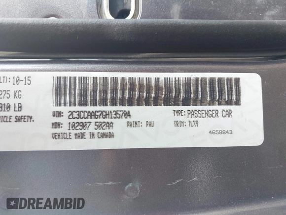 2016 Chrysler 300 Anniversary Edition with VIN 2C3CCAAG7GH135704, listed as a IAAI auction lot 42166589 with 134,955 mi miles and . Bid and sale history available at DreamBid. Image 9.