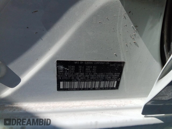 2020 Subaru Impreza with VIN 4S3GTAB64L3734205, listed as a Copart auction lot 60604805 with Not provided miles and Non repairable. Bid and sale history available at DreamBid. Image 13.
