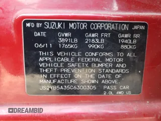 2012 Suzuki SX4 Crossover with VIN JS2YB5A35C6300305, listed as a Copart auction lot 86278834 with 113,192 mi miles and Salvage Title. Bid and sale history available at DreamBid. Image 15.
