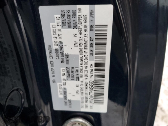 2021 Mazda MX-5 Miata Grand Touring with VIN JM1NDAM77M0454582, listed as a Copart auction lot 44959535 with 44,438 mi miles and Salvage title. Bid and sale history available at DreamBid. Image 12.
