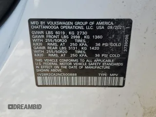 2022 Volkswagen Atlas SEL with VIN 1V2BR2CA2NC500888, listed as a Copart auction lot 42191415 with 63,868 mi miles and Clean title. Bid and sale history available at DreamBid. Image 13.