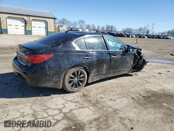 2015 Infiniti Q50 Premium with VIN JN1BV7AR0FM411872, listed as a Copart auction lot 48128495 with 85,556 mi miles and Salvage Title. Bid and sale history available at carsss.com. Image 3.