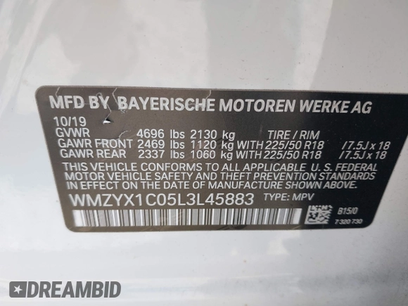 2020 MINI Countryman Cooper S with VIN WMZYX1C05L3L45883, listed as a IAAI auction lot 40690925 with 28,846 mi miles and . Bid and sale history available at DreamBid. Image 9.