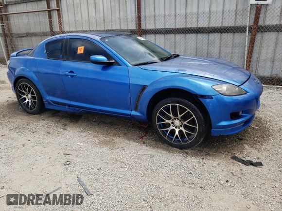 2005 Mazda RX-8 with VIN JM1FE173450144529, listed as a Copart auction lot 56769284 with 0 mi miles and Salvage Title. Bid and sale history available at carsss.com. Image 4.